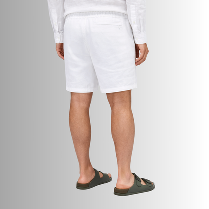 Bermuda de lino mixto para hombre — blanco, vista trasera