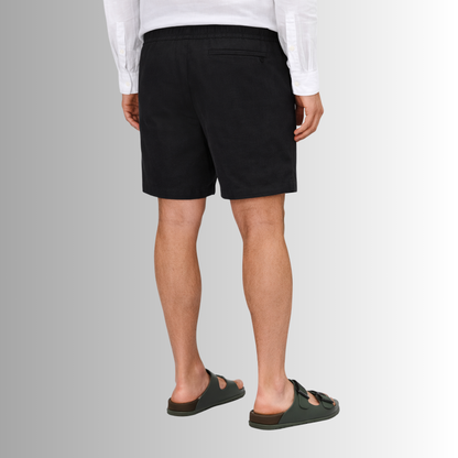 Bermuda de lino mixto para hombre — negro, vista trasera