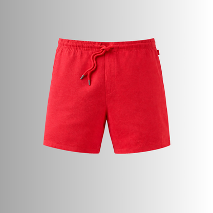 Bermuda de lino mixto para hombre — rojo, detalle