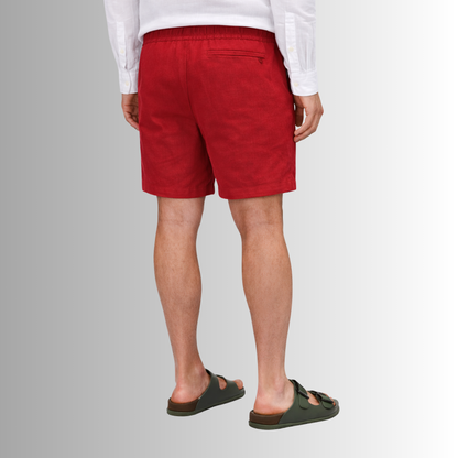 Bermuda de lino mixto para hombre — rojo, vista trasera