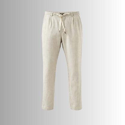 Pantalón de lino mixto para hombre — blanco roto, detalle