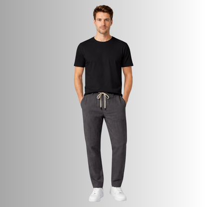 Pantalón de lino mixto para hombre — gris carbón, vista frontal