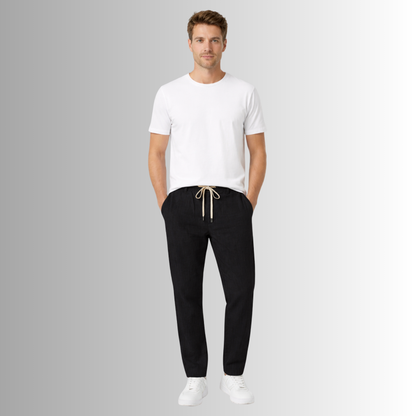 Pantalón de lino mixto para hombre — negro, vista frontal