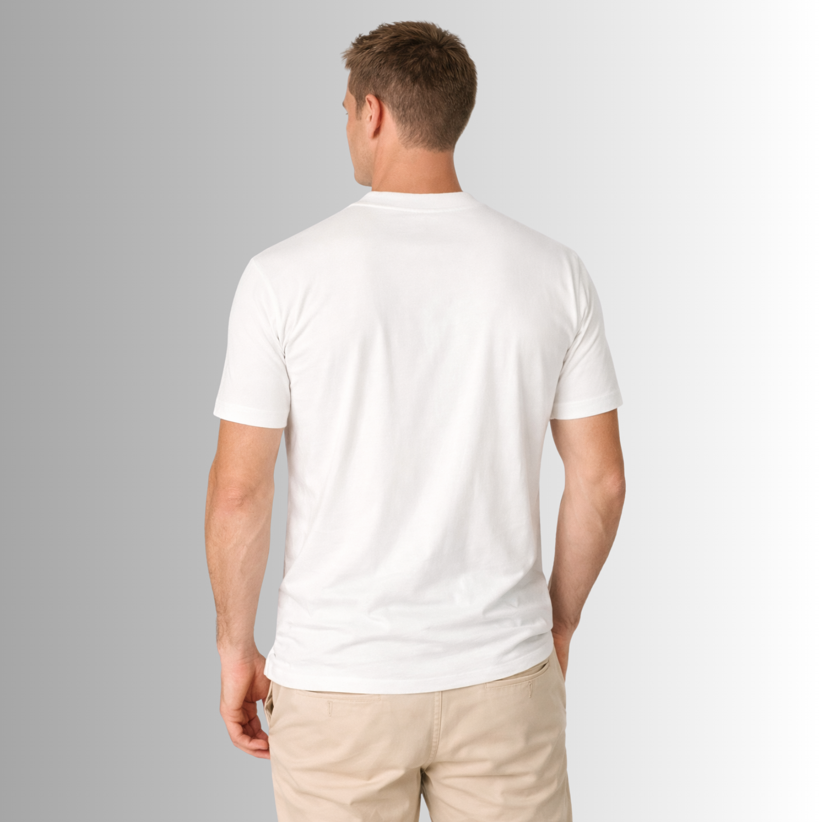 Remera básica de algodón Pima para hombre — blanco, vista trasera