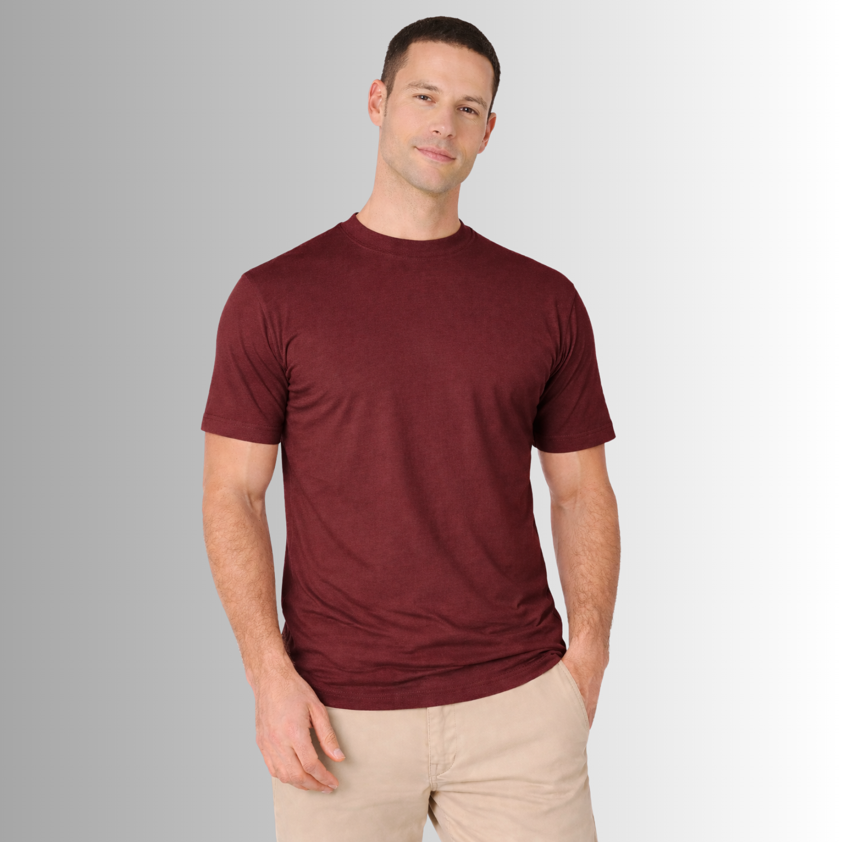 Remera básica de algodón Pima para hombre — bordo, vista frontal