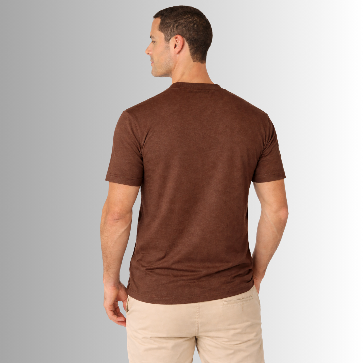 Remera básica de algodón Pima para hombre — marrón, vista trasera