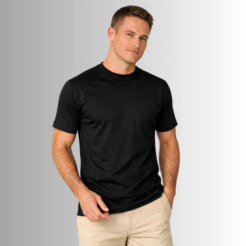 Remera básica de algodón Pima para hombre — negro, vista frontal