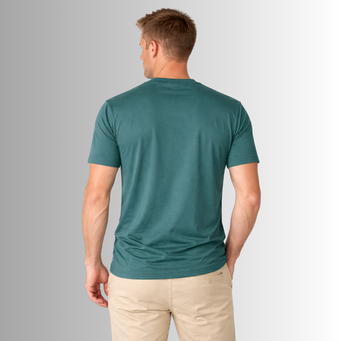 Remera básica de algodón Pima para hombre — verde, vista trasera