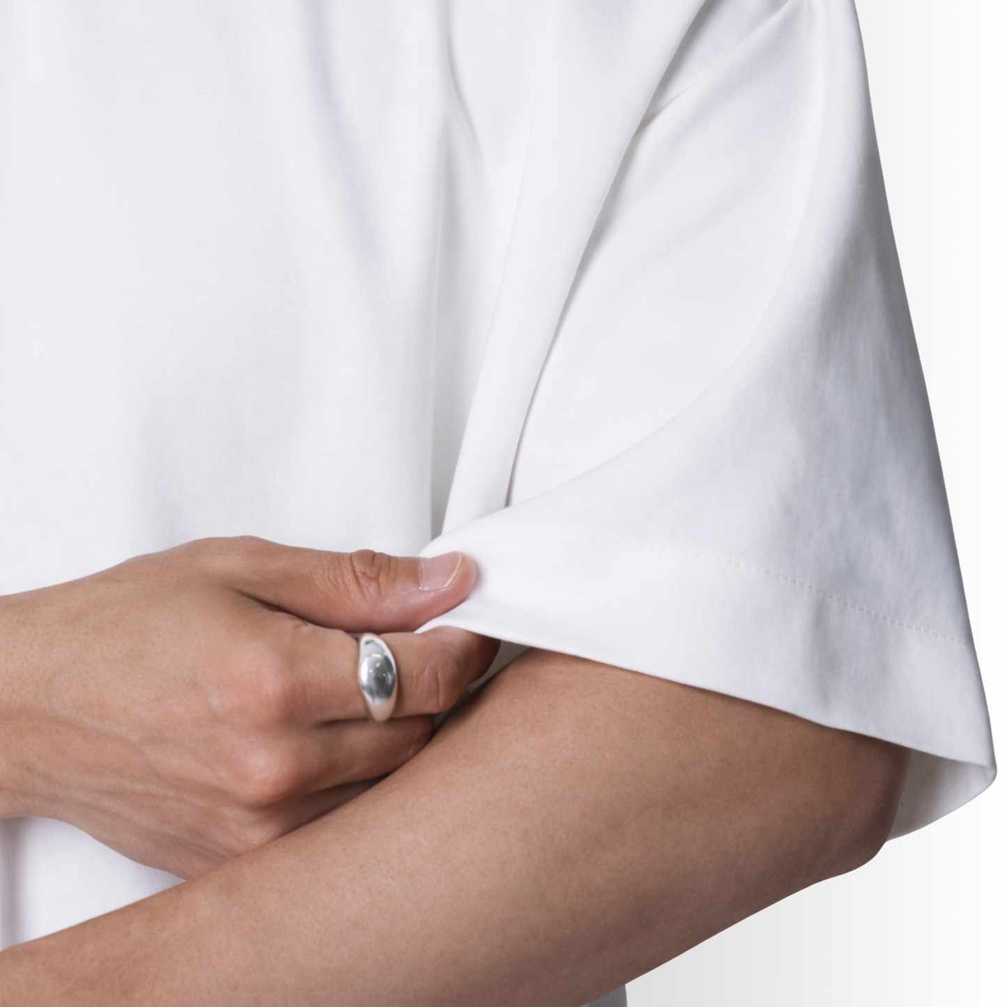 Remera oversized de algodón Pima para hombre — blanco, detalle