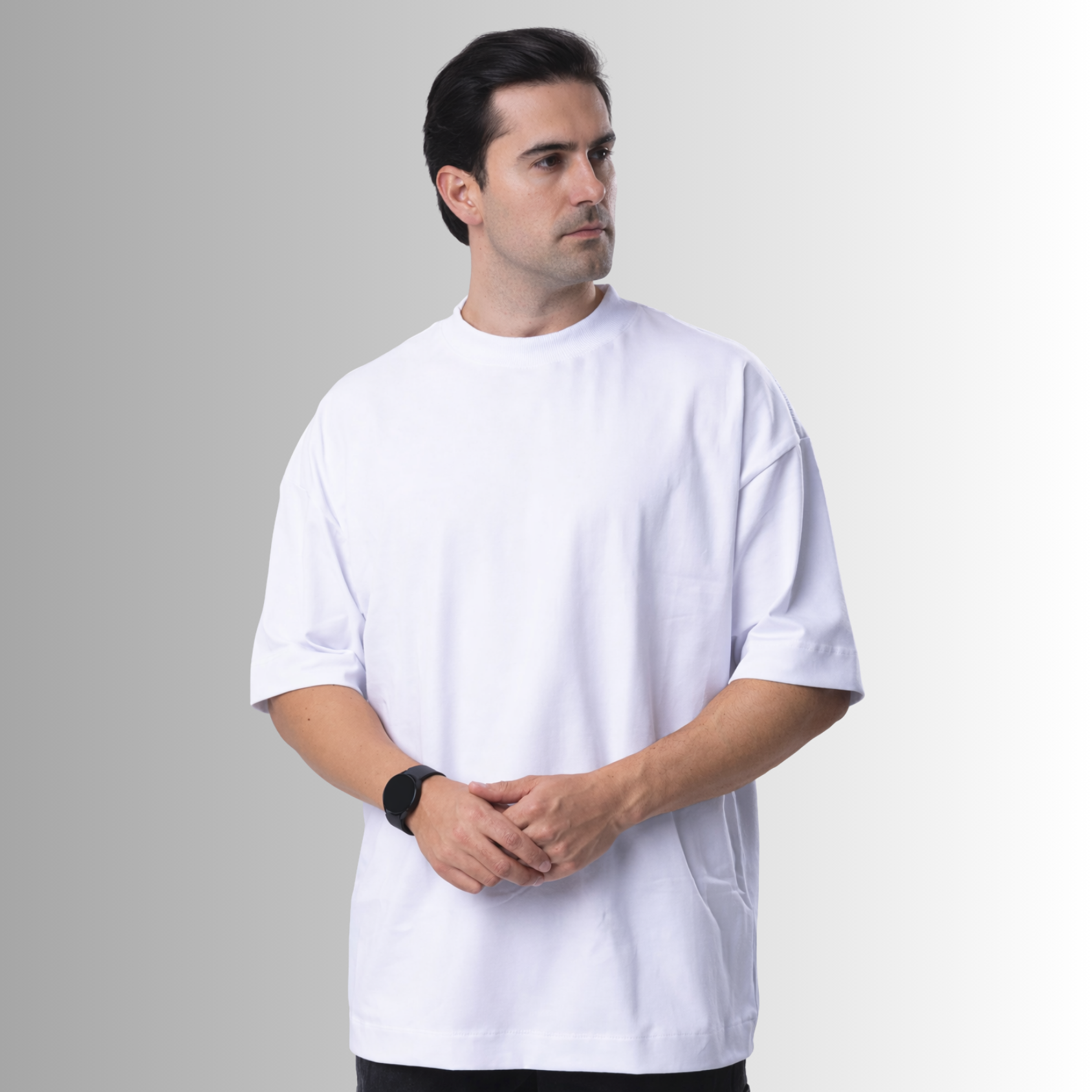 Remera oversized de algodón Pima para hombre — blanco, vista frontal