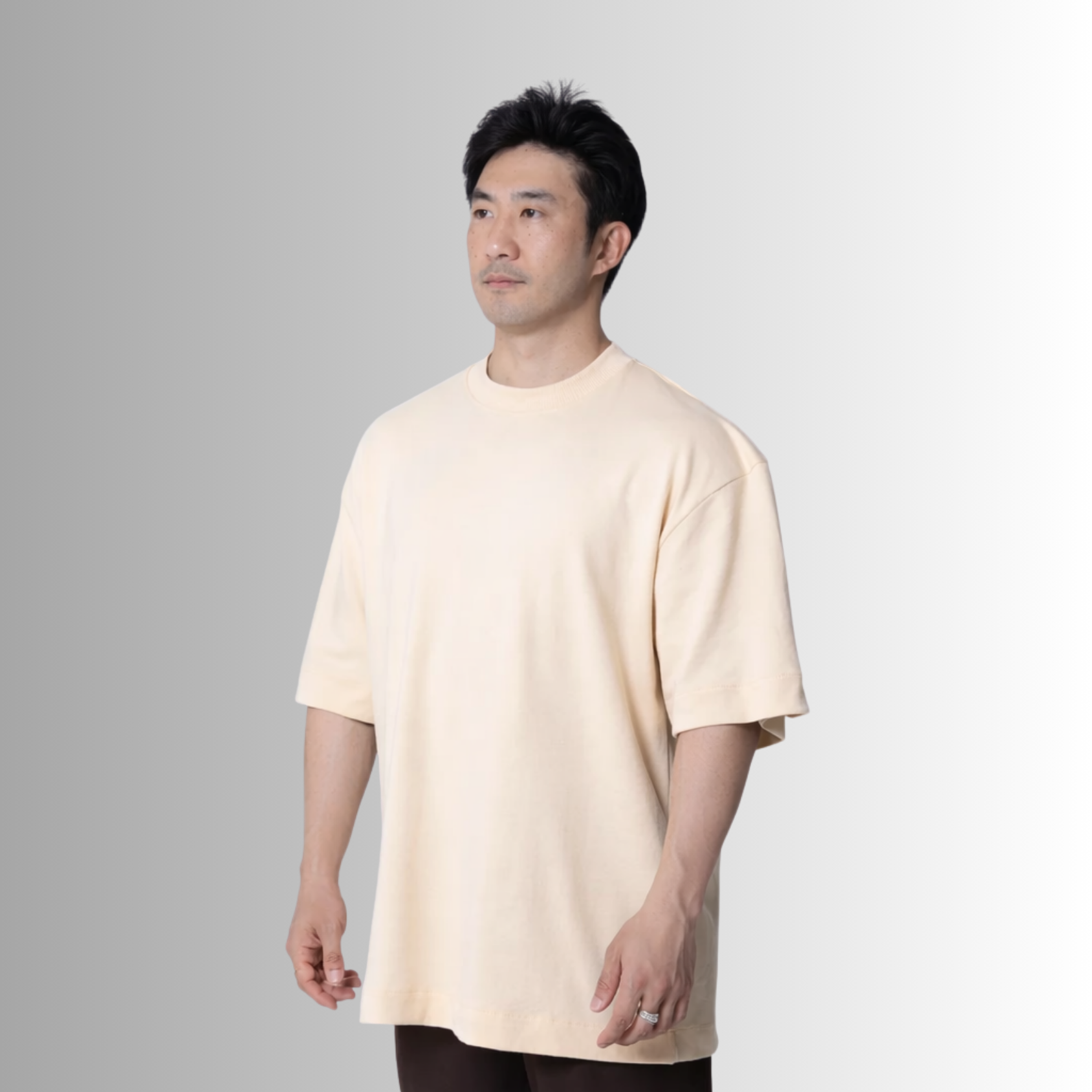 Remera oversized de algodón Pima para hombre — blanco roto, vista trasera