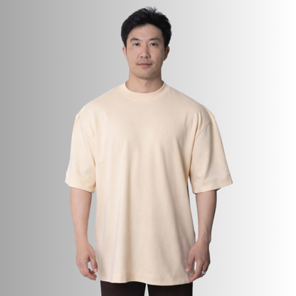 Remera oversized de algodón Pima para hombre — blanco roto, vista frontal