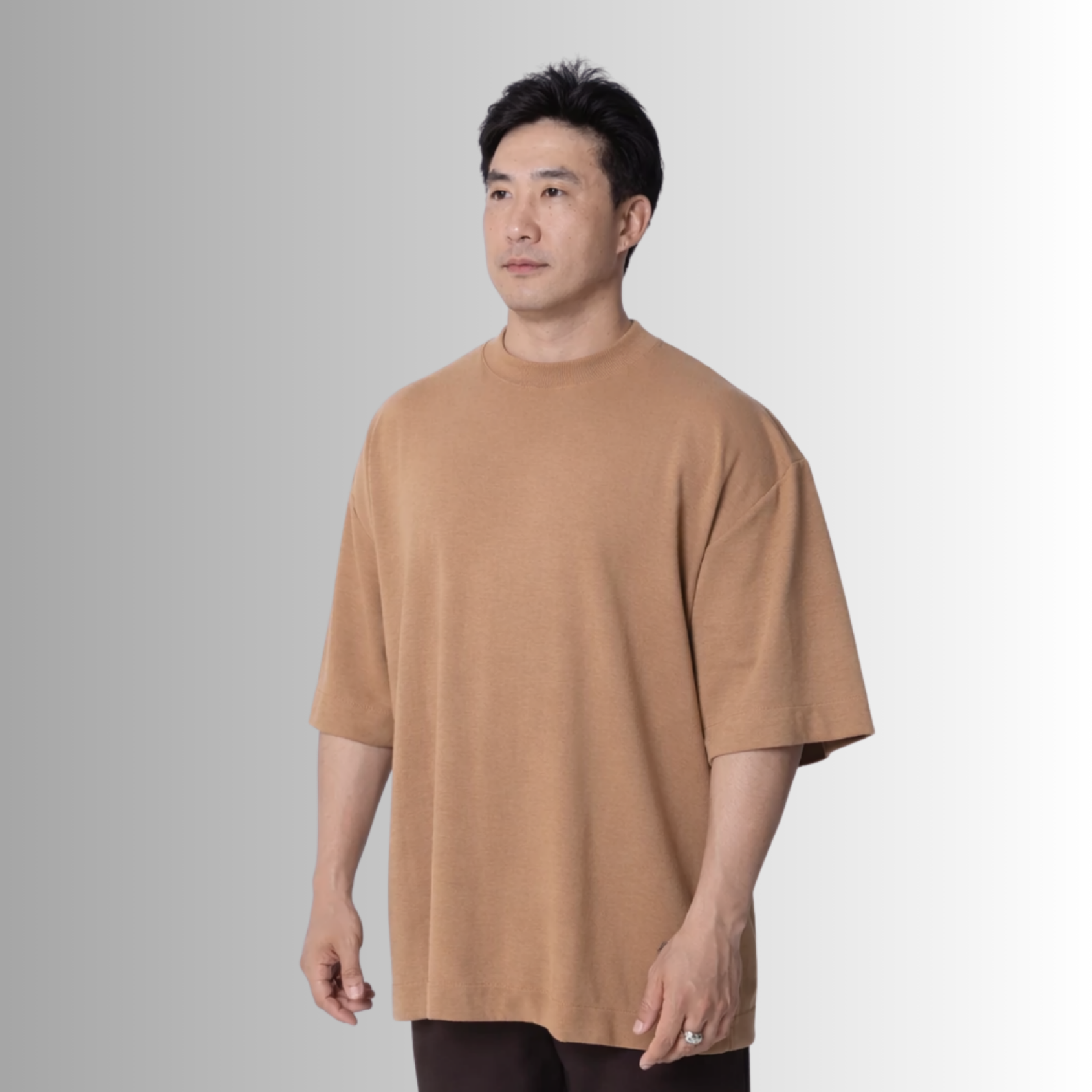 Remera oversized de algodón Pima para hombre — mocha, vista trasera