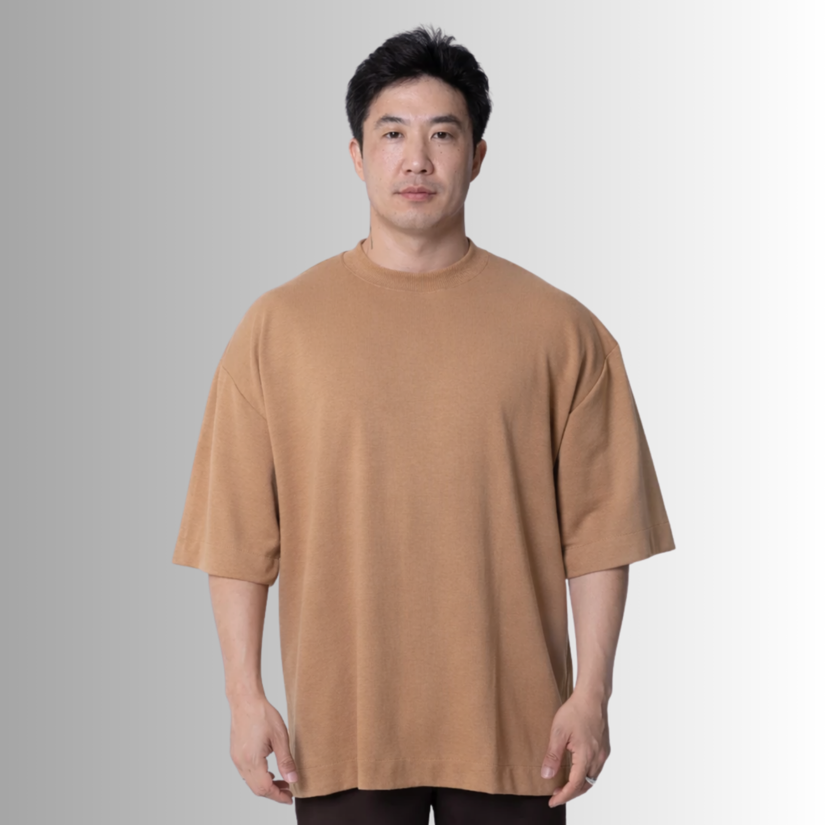 Remera oversized de algodón Pima para hombre — mocha, vista frontal