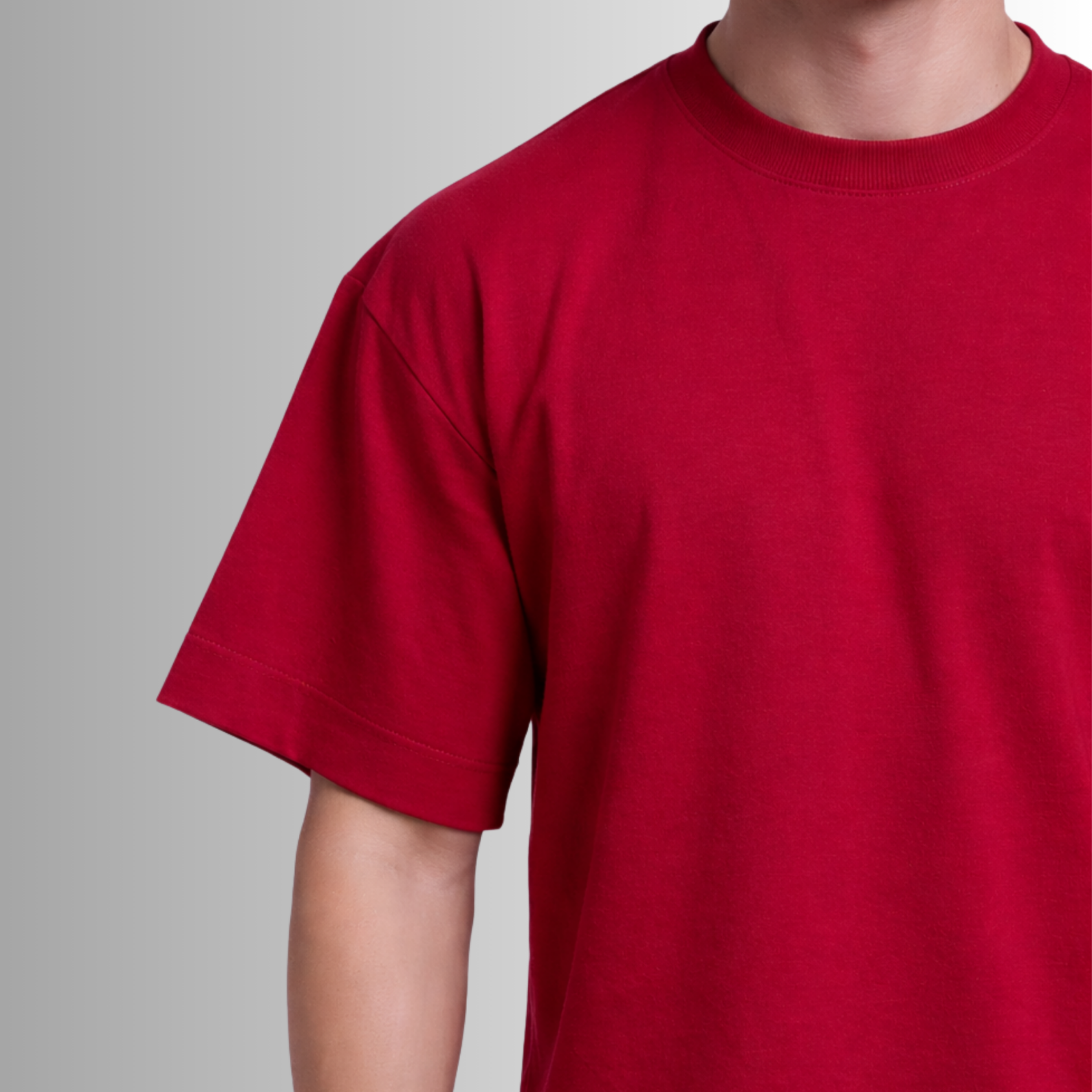 Remera oversized de algodón Pima para hombre — rojo, detalle
