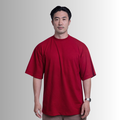 Remera oversized de algodón Pima para hombre — rojo, vista frontal