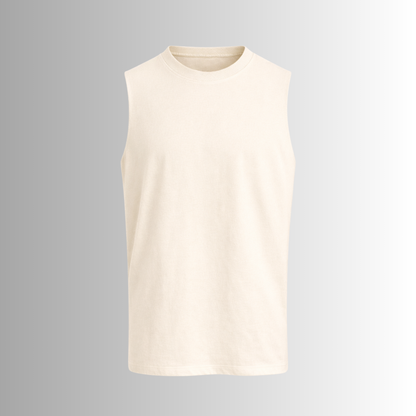 Remera sin mangas de algodón Pima para hombre — blanco roto Sin Modelo