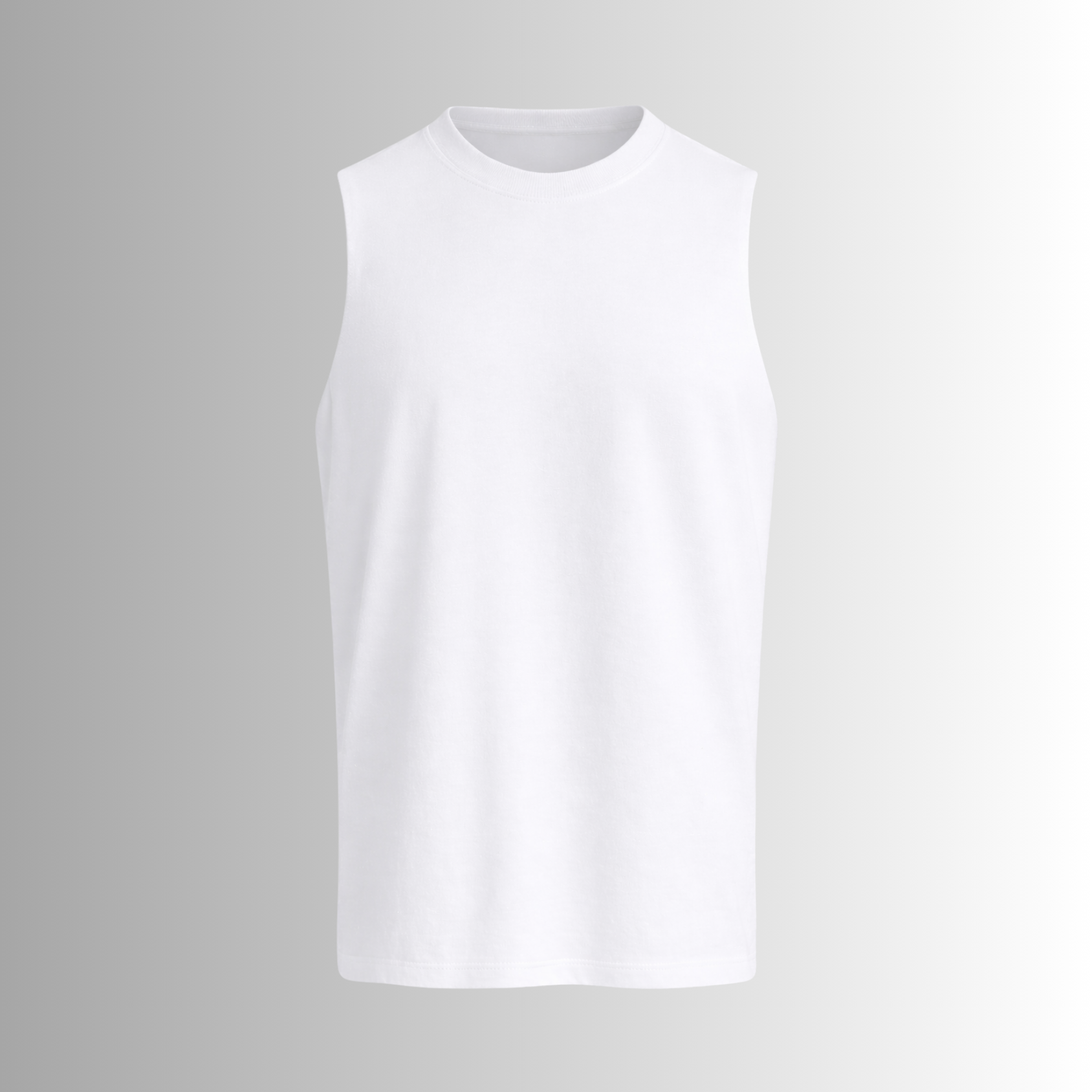 Remera sin mangas de algodón Pima para hombre — vista frontal Blanco sin modelo