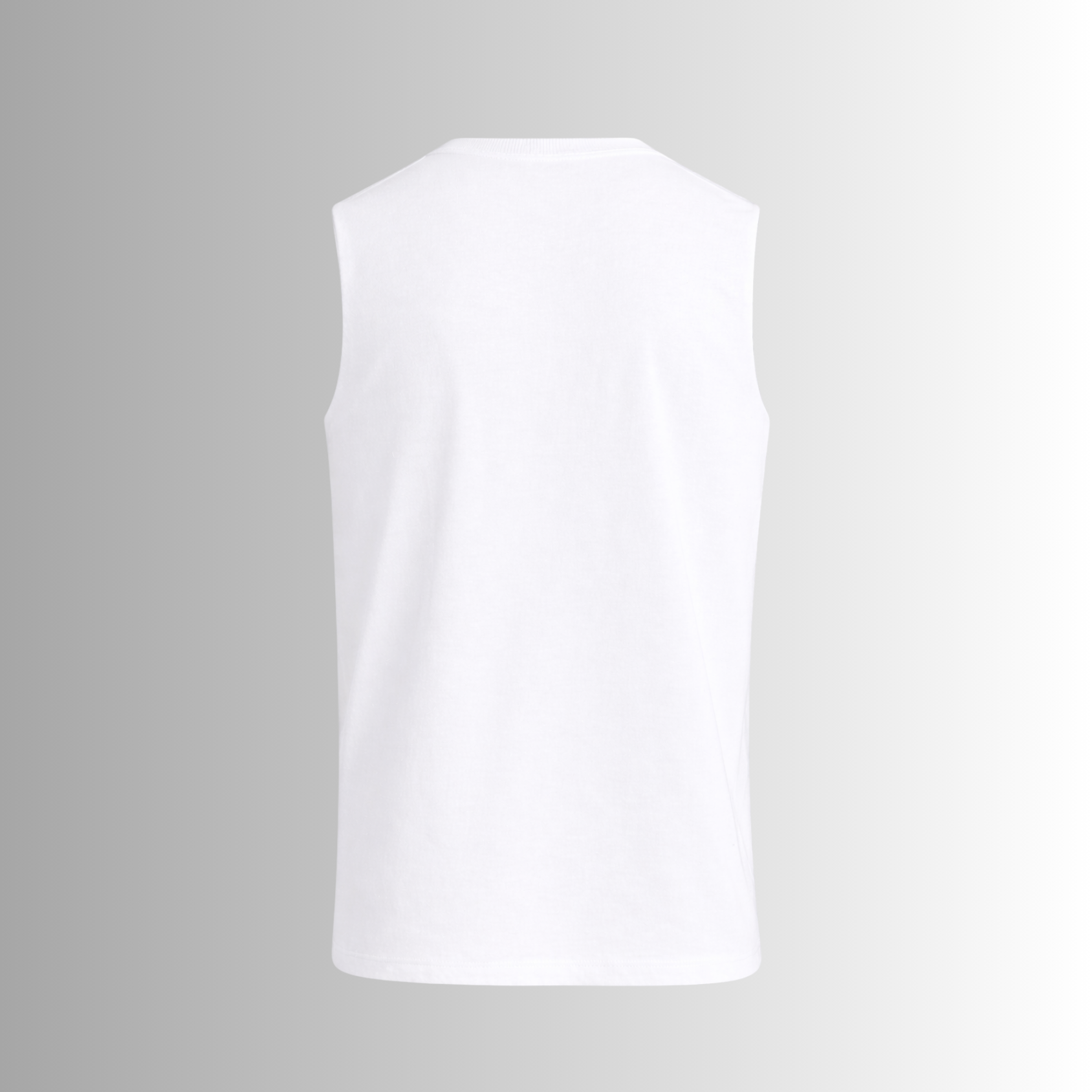 Remera sin mangas de algodón Pima para hombre — vista trasera Blanco